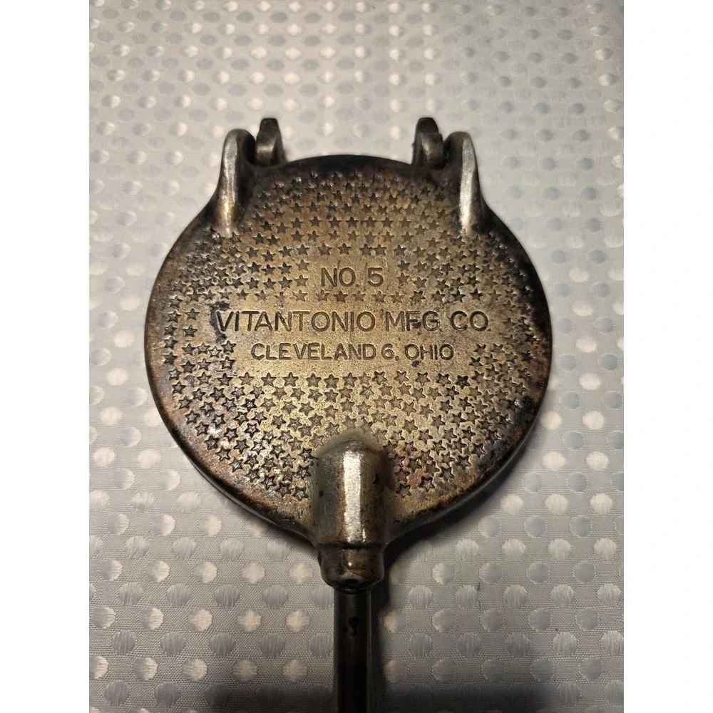Vitantonio No 5 Pizzelle Iron Vintage Manual Stovetop Italian Cookie Maker Wood